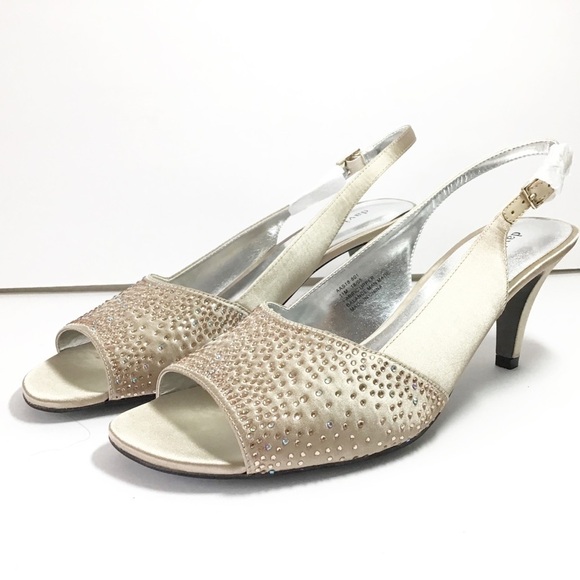 David Tate Seana Heels Rhinestone Satin 11 New - Picture 3 of 8